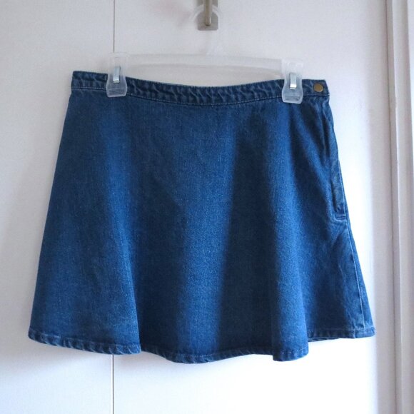 Forever 21 Blue Cotton Denim Jean Flare Skater Miniskirt - Picture 1 of 6